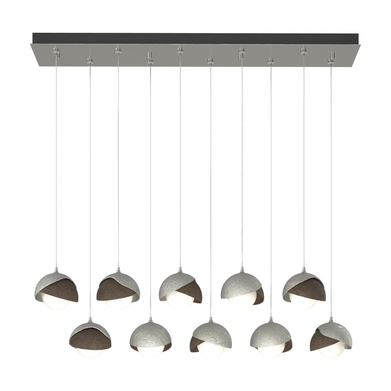 Brooklyn 10-Light Double Shade Pendant Sterling Bronze