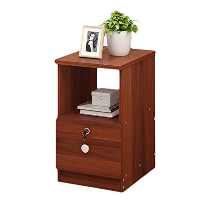 Comodini Decorazione Camera da Letto Famiglia con Gruppo Blocco Storage Box Piccolo Ultra Narrow Locker Mini Studio Corridoio MUMUJIN (Color : Red Walnut, Size : 25X39X50cm)