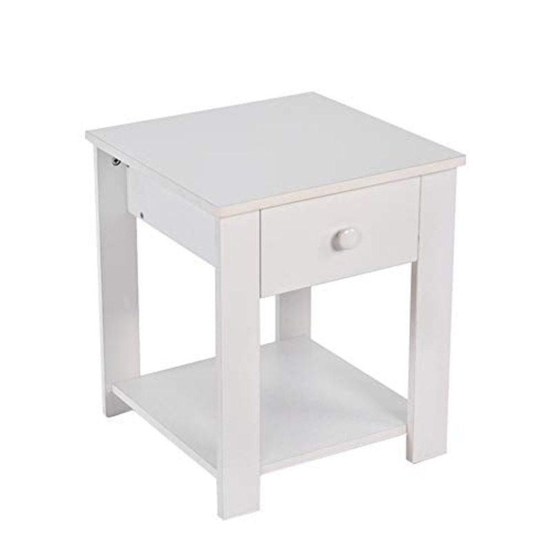 Comodino Comodino Semplice in Legno Durevole Contenitore per con Cassetto Bianco Adatto per Camera da Letto Comodino Bagno Corridoio Soggiorno