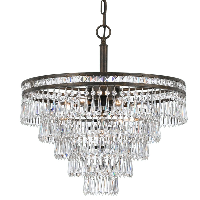 Crystorama 5264-EB-CL-MWP Mercer Seven Light Chandelier English Bronze