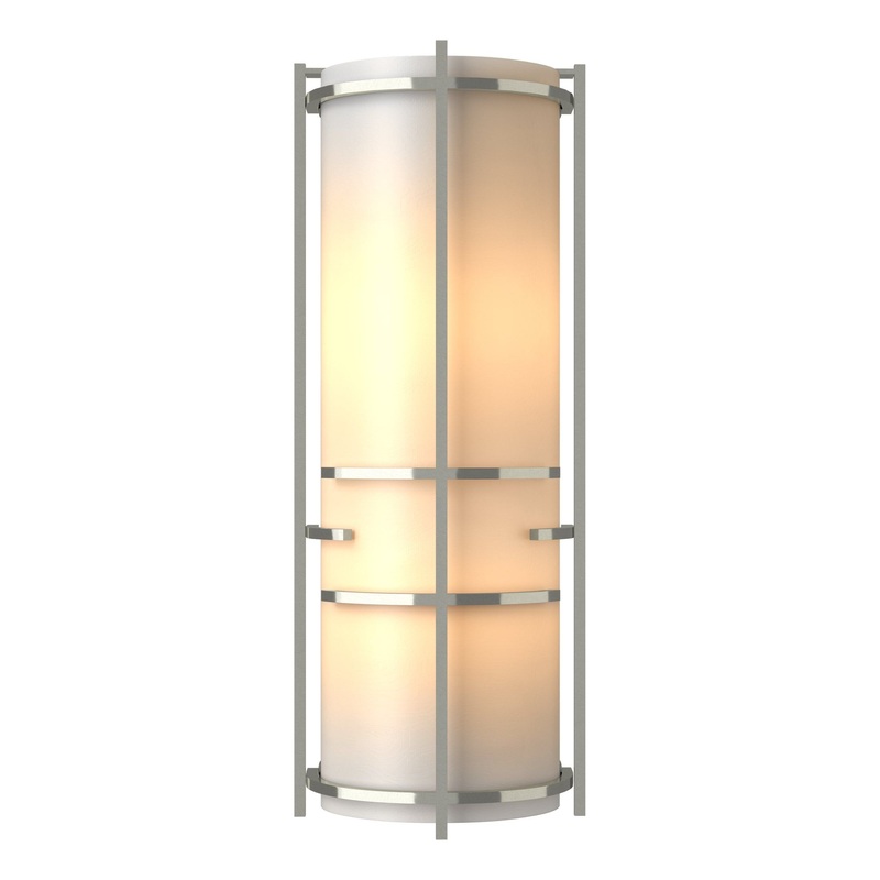 Extended Bars Sconce Sterling White Art Glass (BB)