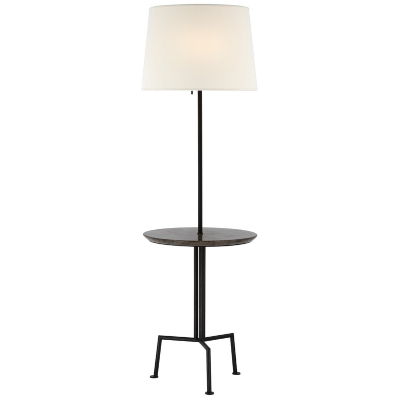 LED Floor Lamp from the Tavlian Collection in Aged Iron And Gray Marble Finish by Visual Comfort Signature