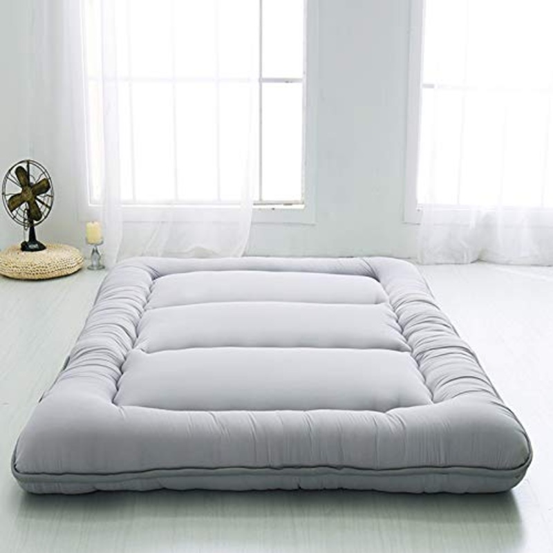 LoveHouse – Tappetino per dormire, pieghevole Futon Tatami materasso morbido spesso giapponese Studente dormitorio materasso Pad-grigio King