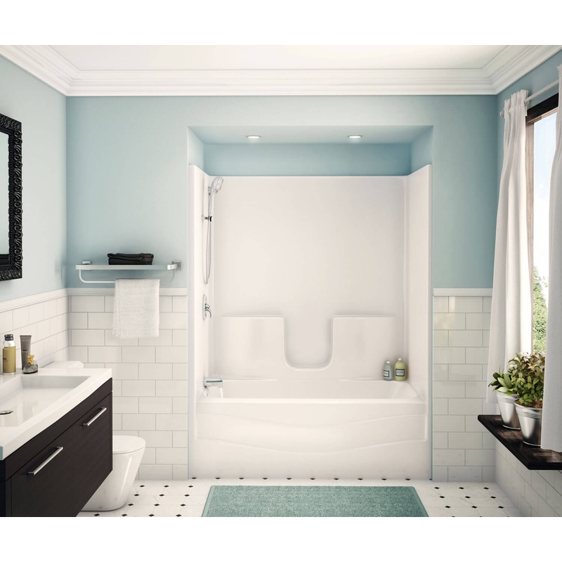 MAAX 105288-R-000-015 TS-3060 AcrylX Alcove Right-Hand Drain One-Piece Tub Shower in Black