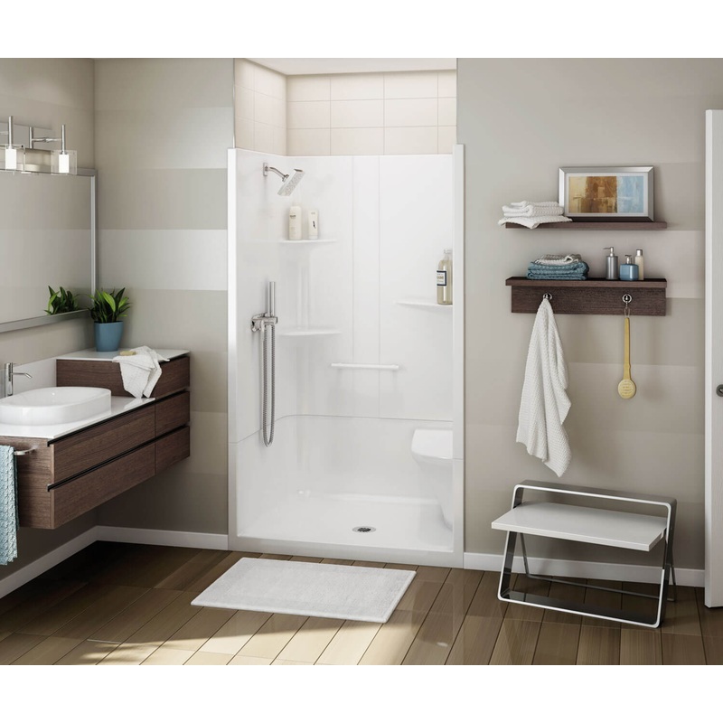 MAAX 107005-SL-000-001 ALLIA SH-4834 Acrylic Alcove Center Drain Two-Piece Shower in White