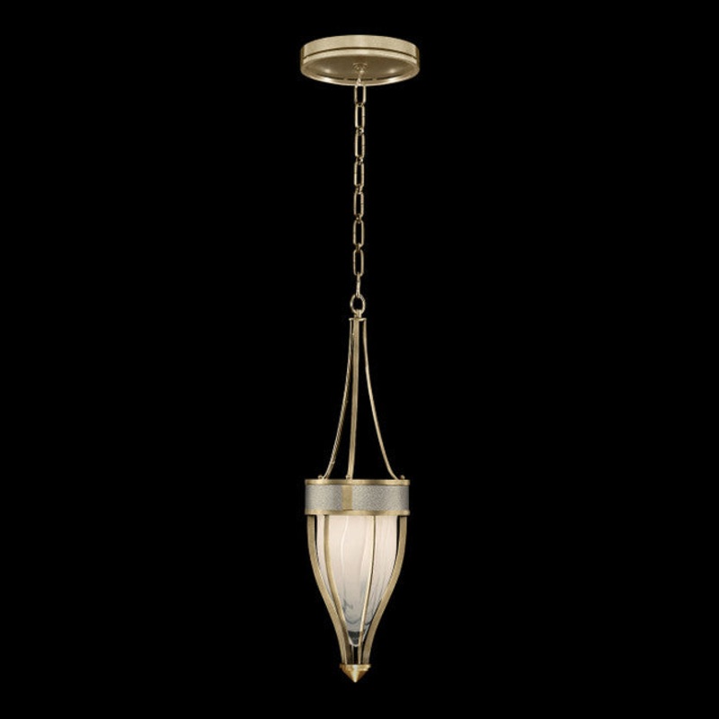 Mirage 7.5″W Round Pendant Soft Gold Leaf/Brass/Coco