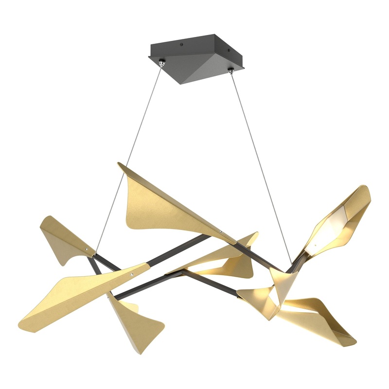 Plume 8-Light LED Pendant Black Modern Brass