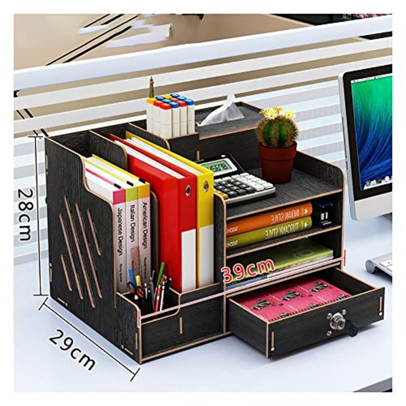 Schedario Classificatore Verticale File Cabinet, cartelle multifunzionale da tavolino di legno solido a pi strati, file di Office Cassetto Tipo A4 con la serratura Data Storage Scaffale, file dati de