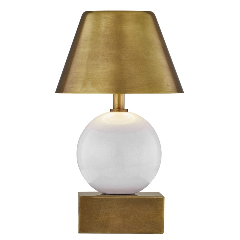 Silas 1-Light Portable Rechargeable LED Table Lamp Ceramic and Brass