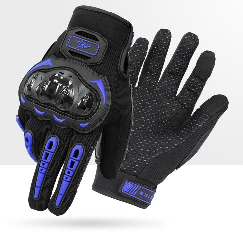 Size 2XL Purple and Black Protective Motorcycle Riding Gloves – Hard Knuckle Armour & Touchscreen Fingertips