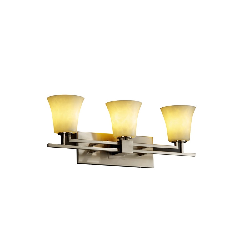 Three Light Bath Bar from the Clouds Collection in Brushed Nickel Finish by Justice Designs