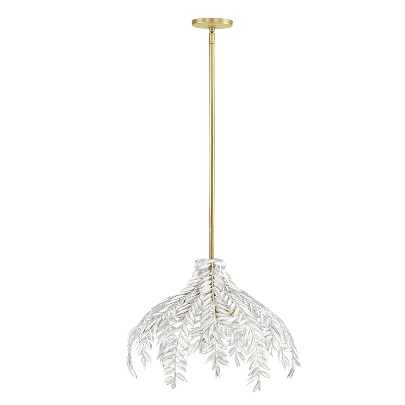 Three Light Pendant from the Jalore Collection in Distressed White Finish by Eurofase