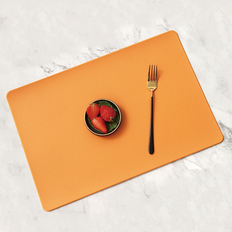 5 PCS Orange Nordic Style Leather Placemat – Anti-Slip, Heat-Resistant Table Mat 30cm x 45cm