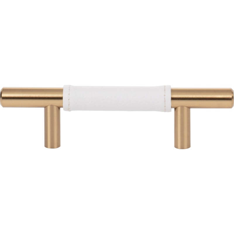 Atlas Homewares Zanzibar White Leather Pull 3 Inch (c-c) Warm Brass