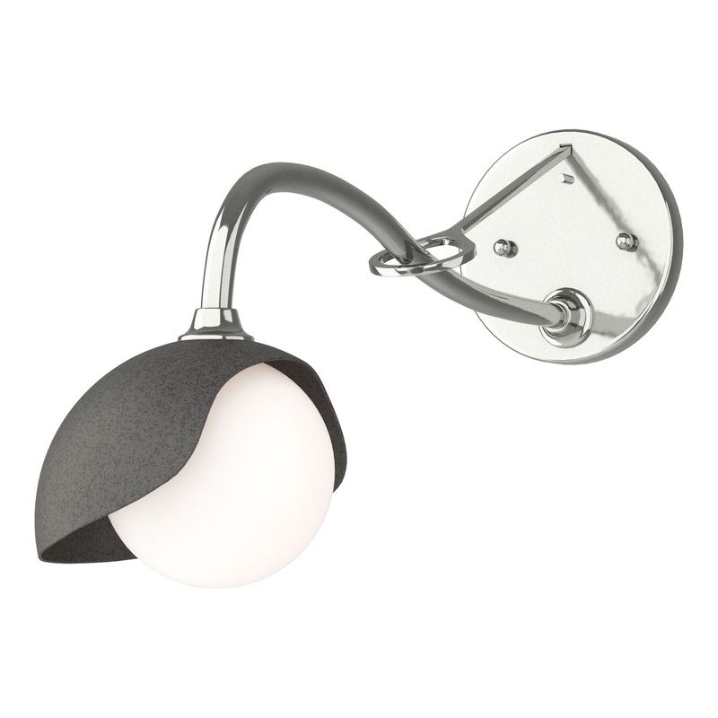 Brooklyn 1-Light Single Shade Long-Arm Sconce Sterling Natural Iron