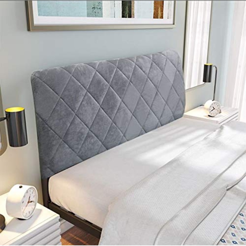 Copertura per Testiera per Letto Copri Testata Letto Matrimoniale/Singolo Premium Imbottita Elastica Copritestata Letto Velluto Fodera Protezione Anti-collisione Cuscino