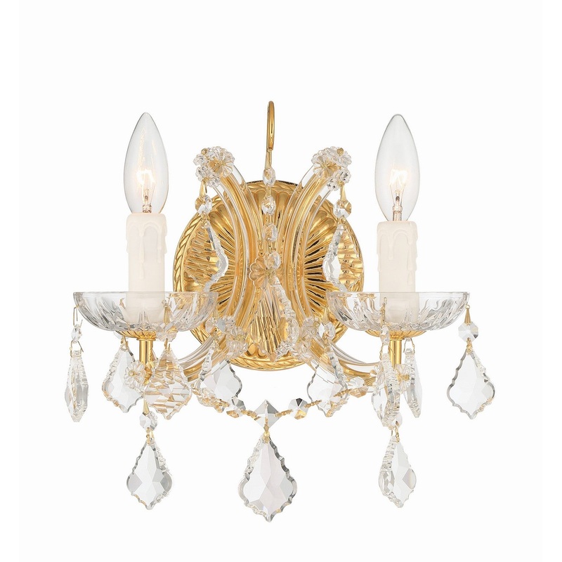 Crystorama 4472-GD-CL-MWP Maria Theresa Two Light Wall Sconce Gold