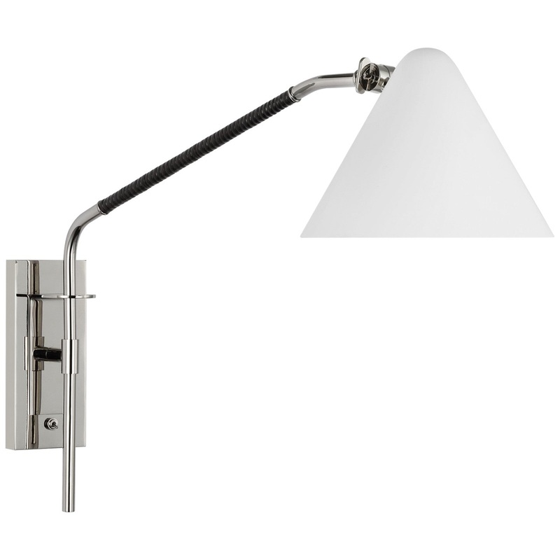 LED Wall Sconce from the Laken Collection in Polished Nickel And Black Rattan Finish by Visual Comfort Signature