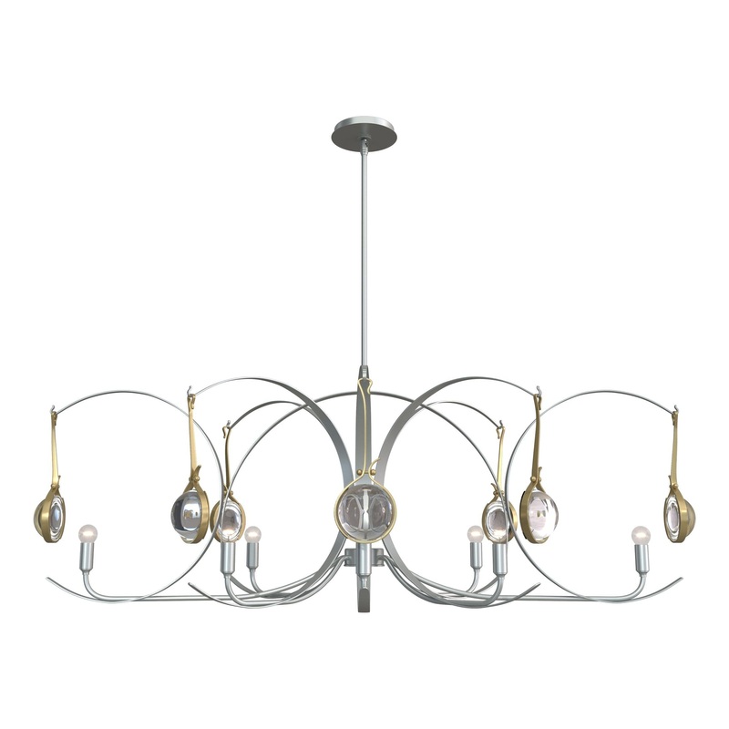 Optic 8-Light Oval Pendant Vintage Platinum Modern Brass