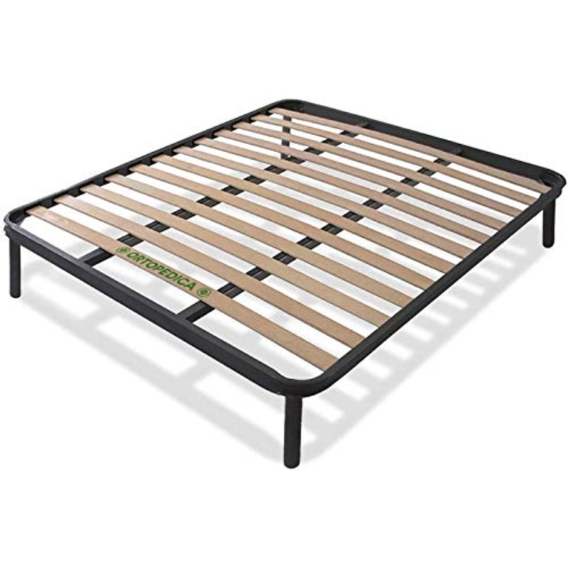 SARDAMATERASSI Rete Letto Ortopedica Matrimoniale 160×190 con n.13 Doghe in Legno, Struttura robusta, Piedi Avvitabili, Altezza Totale 35cm con supporti anticigolio