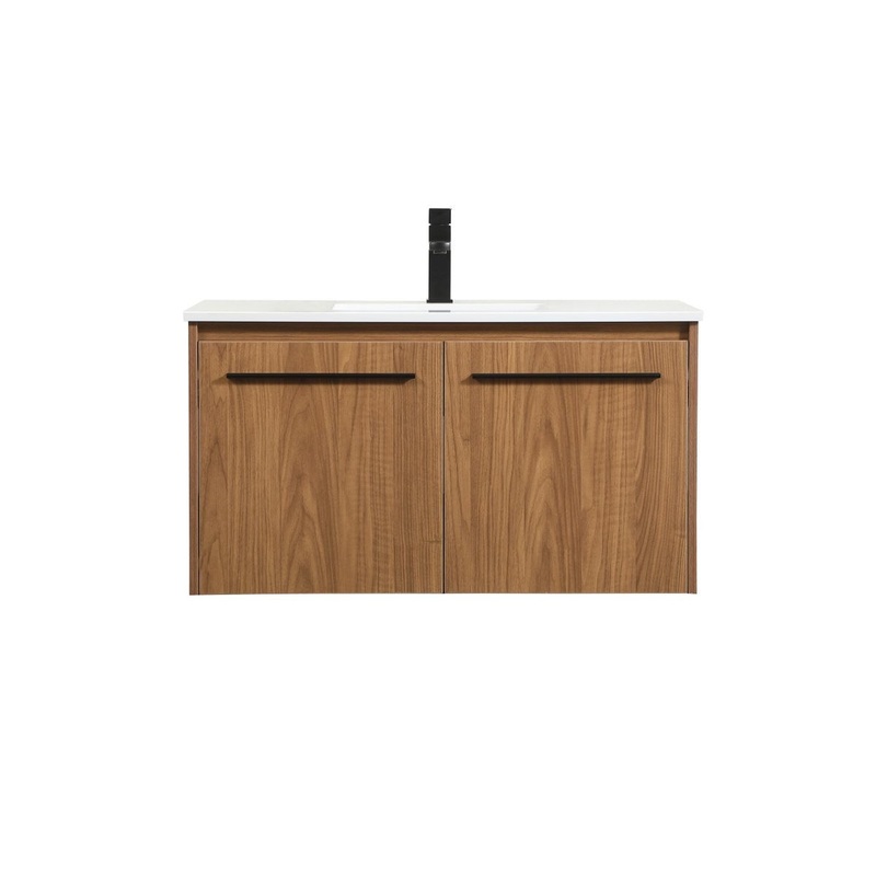 Single Bathroom Vanity from the Penn Collection in Walnut Brown Finish by Elegant Lighting