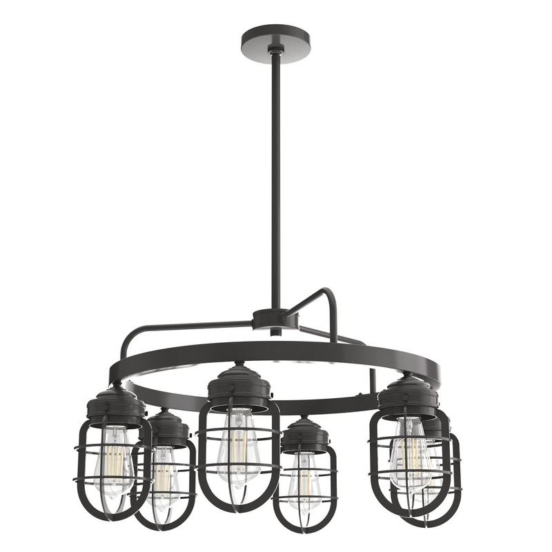 Six Light Chandelier from the Starklake Collection in Noble Bronze Finish by Hunter