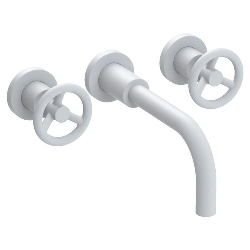 Slater Two Handle Wall-Mount Bathroom Faucet – Matte White