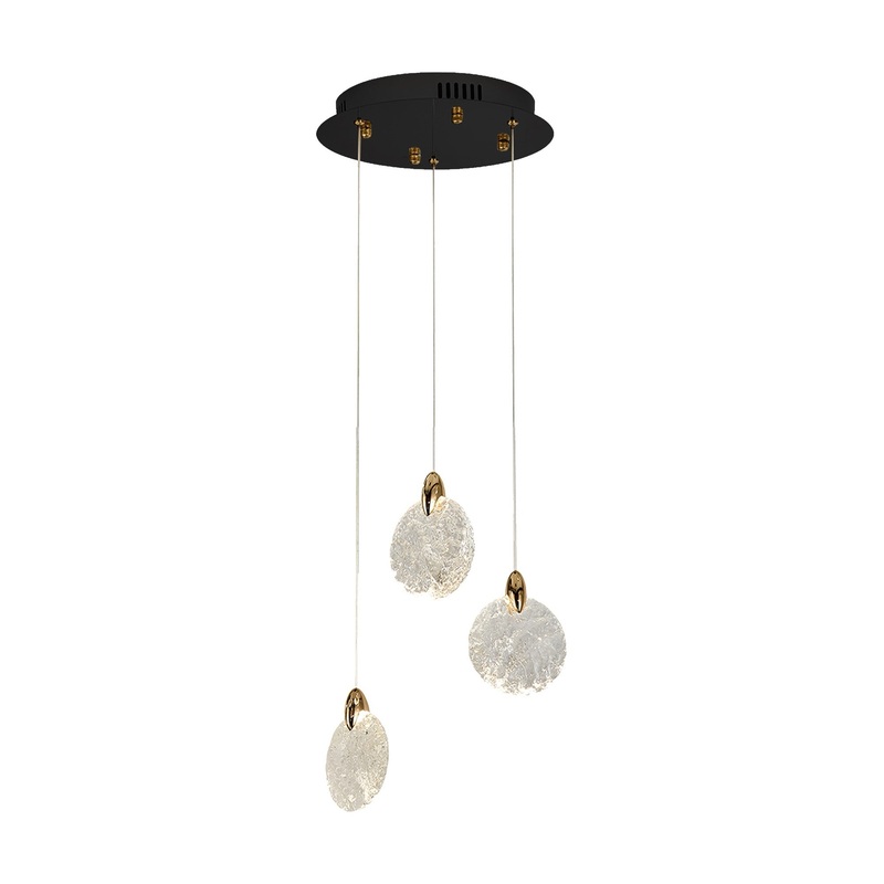 Snowflake Chandelier – Satin Brass / 3-Light