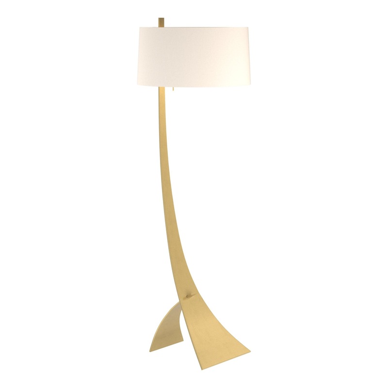 Stasis Floor Lamp Modern Brass Flax Shade (SE)