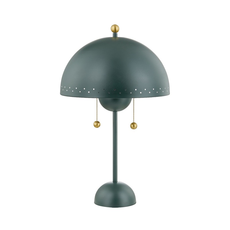 Two Light Table Lamp from the Jojo Collection in Aged Brass/Soft Studio Green Finish by Mitzi