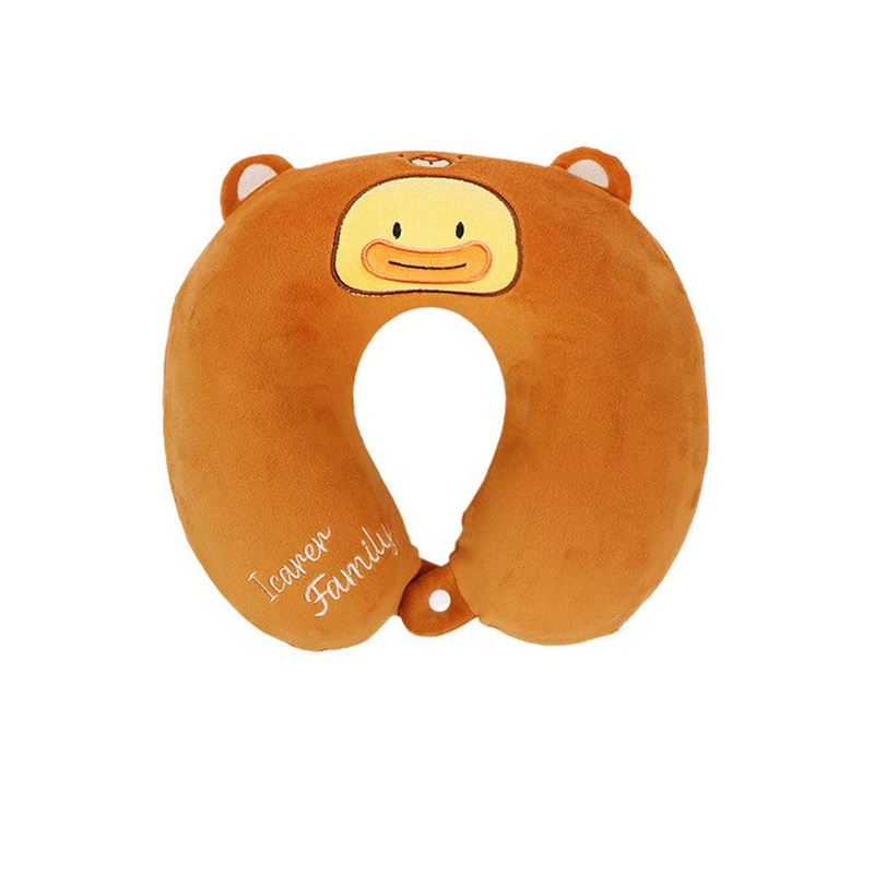 2-in-1 Convertible Eye Mask & Travel Neck Pillow Set – Plush Fabric with Snap Closure(brown)