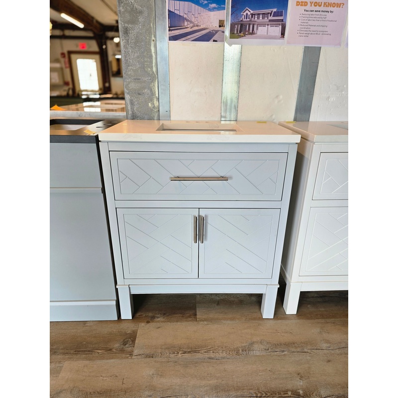 30″ Grey Kohler Vanity with Custom Marble Top