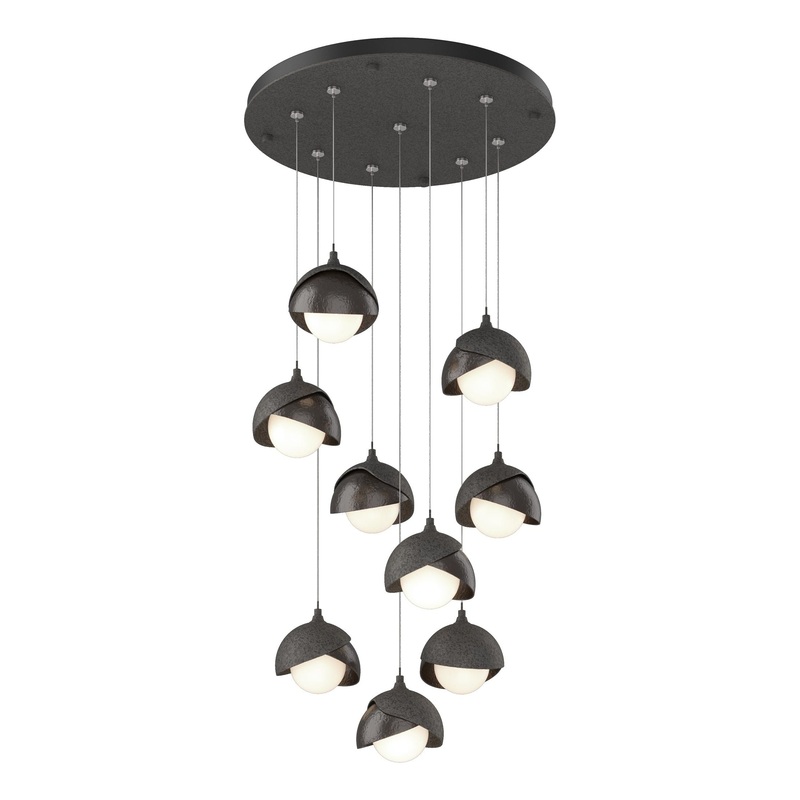 Brooklyn 9-Light Double Shade Pendant Natural Iron Oil Rubbed Bronze