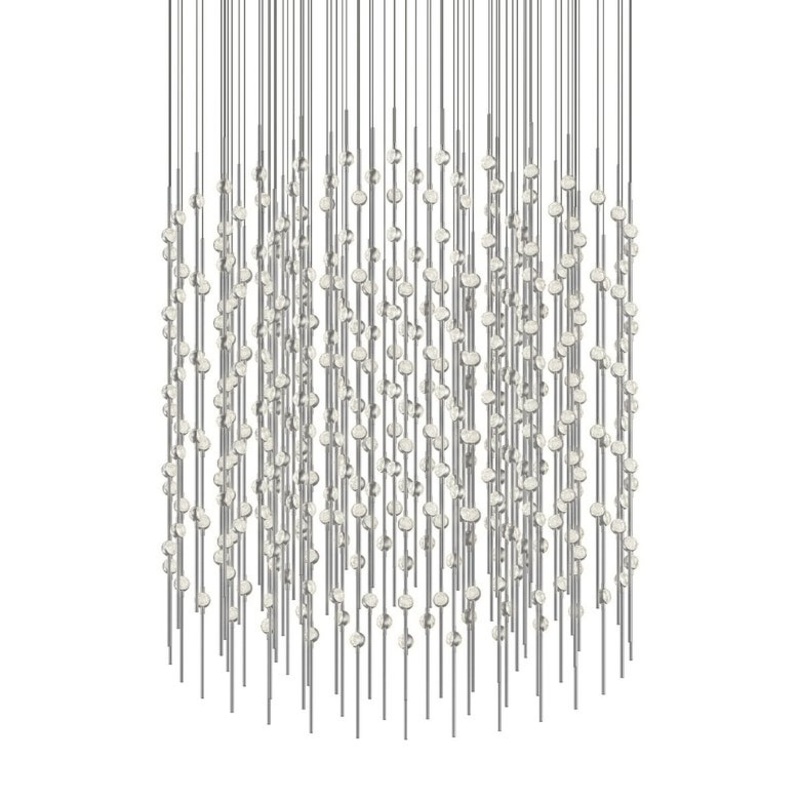 Constellation 48″ Centaurus Cylinder LED Pendant Satin Nickel with Clear Faceted Acrylic 2700K