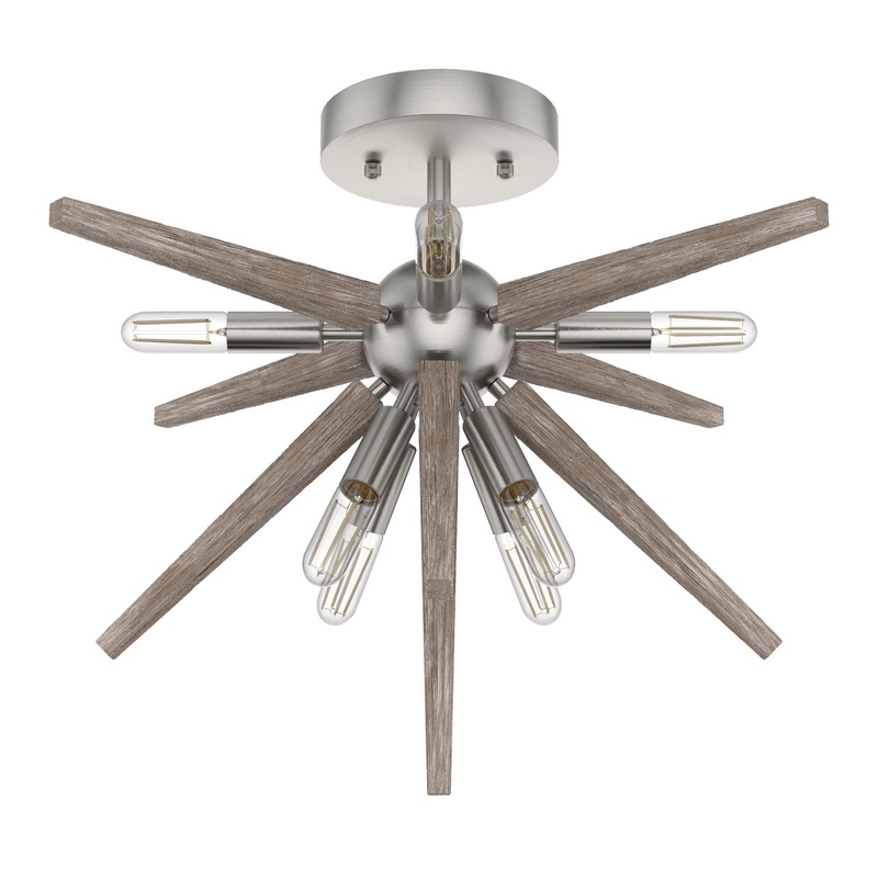Eight Light Semi-Flush Mount from the Jupiter Star Collection in Brushed Nickel Finish by Hunter