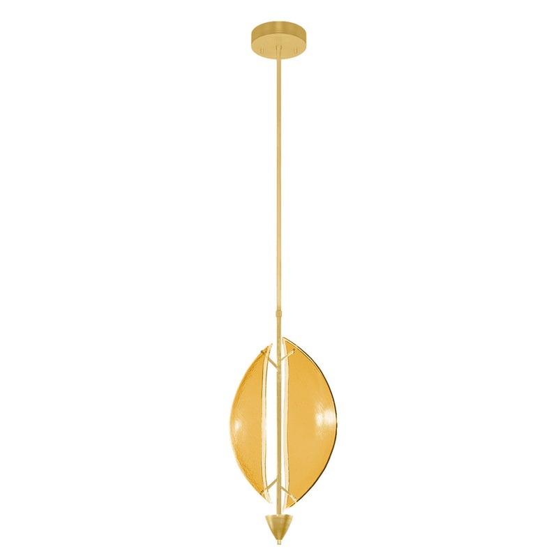 Embark 11″W Round Pendant Gold Leaf/Amber