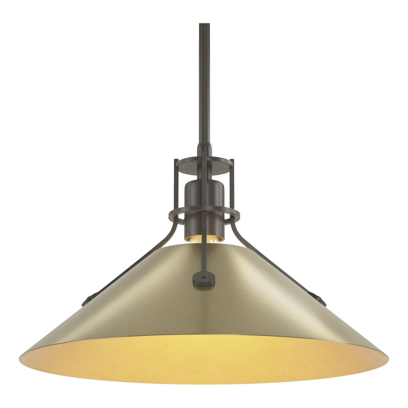 Henry Medium Steel Shade Pendant Dark Smoke Modern Brass