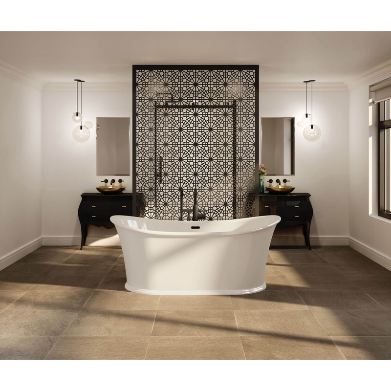 MAAX 106389-000-001-000 Elina 66 x 34 Acrylic Freestanding Center Drain Bathtub in White with White Skirt