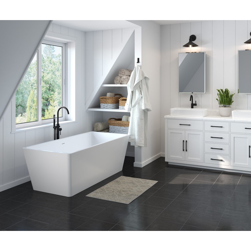 MAAX 107513-000-001-000 Nakuru 67 x 31 Acrylic Freestanding Rectangular Center Drain Bathtub in White