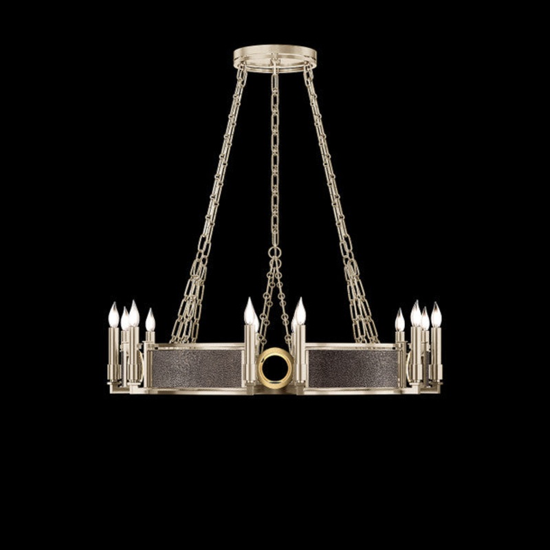 Mirage 35.75″W Round Chandelier Champagne/Brass/Pebble