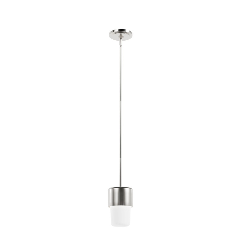 One Light Mini Pendant from the Station Collection in Brushed Nickel Finish by Hunter