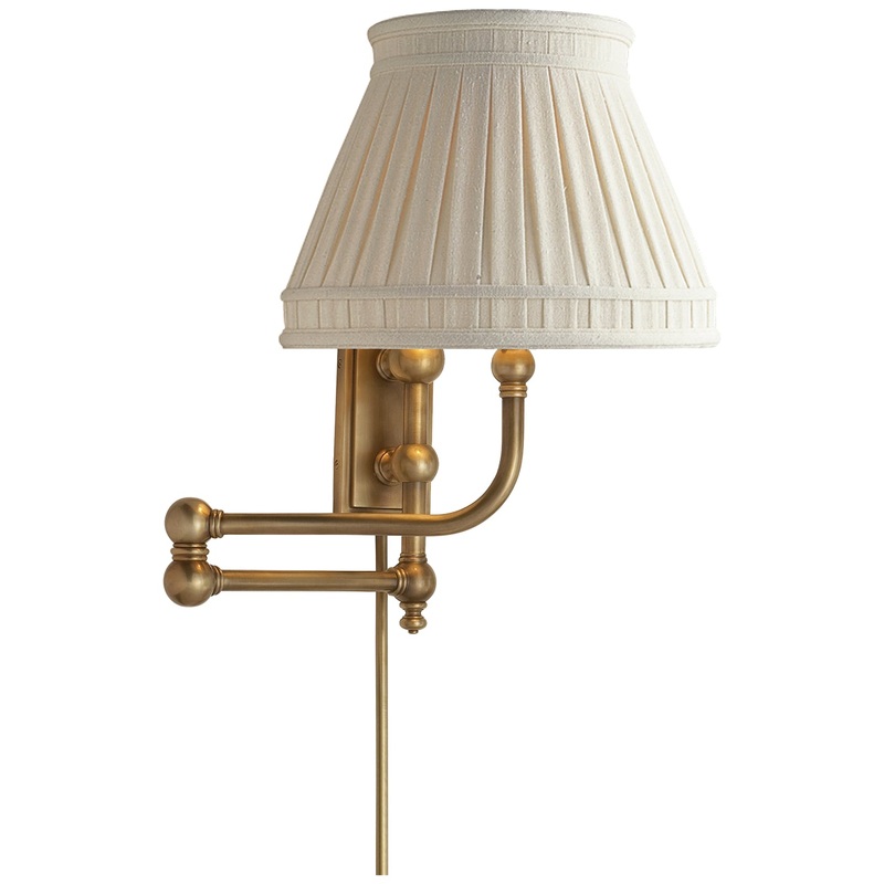 One Light Swing Arm Wall Lamp from the Pimlico Collection in Antique-Burnished Brass Finish by Visual Comfort Signature
