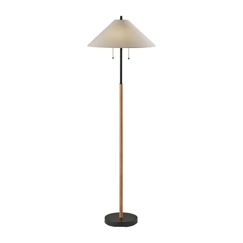 Palmer Floor Lamp Black & Natural Wood