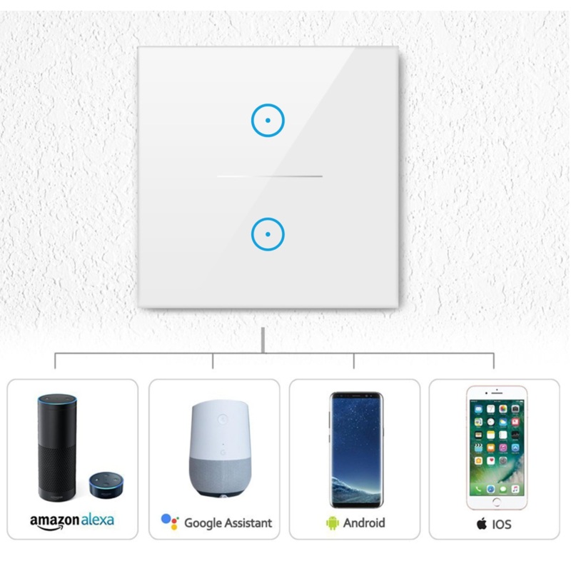Smart WIFI Switch for Lights LED Touch Panel 2 Gang