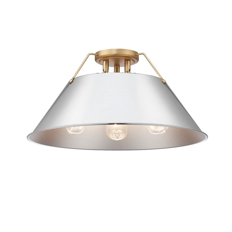 Three Light Flush Mount from the Orwell Collection in Brushed Champagne Bronze Finish by Golden