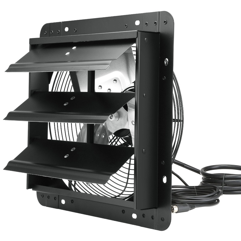 VEVOR Shutter Exhaust Fan, 305 mm /12 inch with Temperature Humidity Controller, EC-motor, 904 CFM, Variable Speed Adjustable Wall Mount Attic Fan, Ventilation and Cooling for Greenhouses, Garages, Sheds