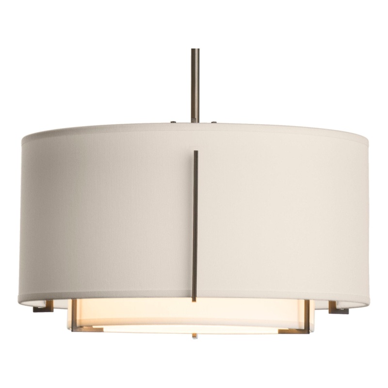 Exos Small Double Shade Pendant Dark Smoke Natural Anna Inner Shade & Flax Outer Shade