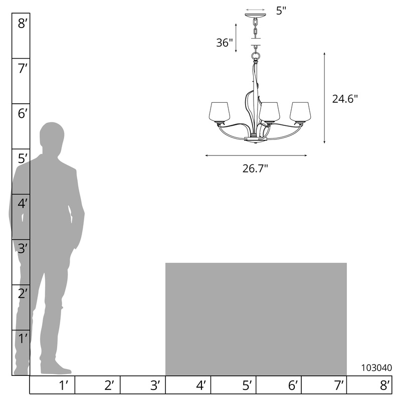 Flora 5-Arm Chandelier Ink Clear Glass (ZM)