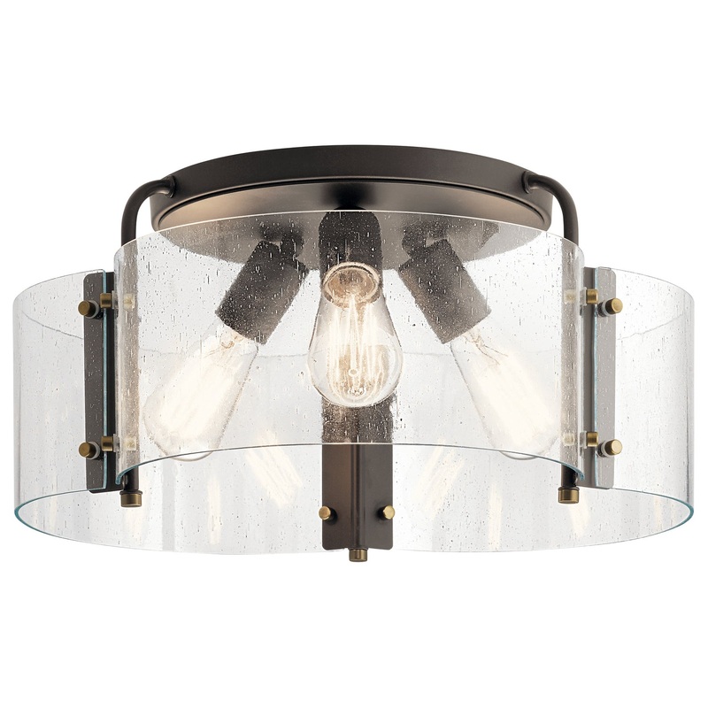 Kichler 42955OZ Three Light Semi Flush Mount, Olde Bronze
