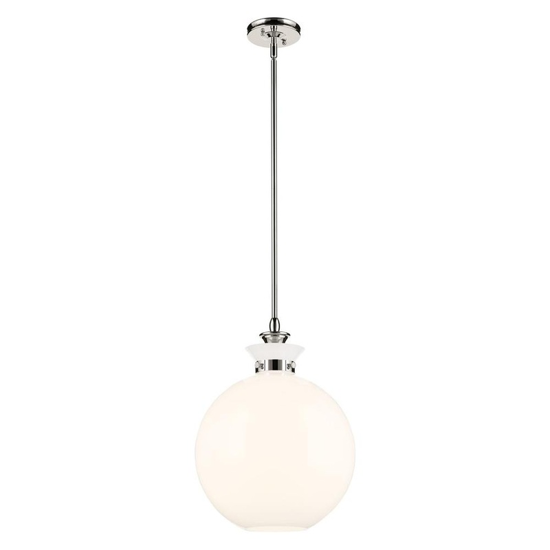 Laria 15″ 1-Light Pendant Polished Nickel Opal Glass